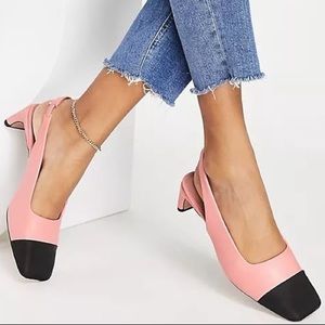 🔥Host Pick🔥 New Two-tone Toecap Slingback Mid Heel in Pink and Black